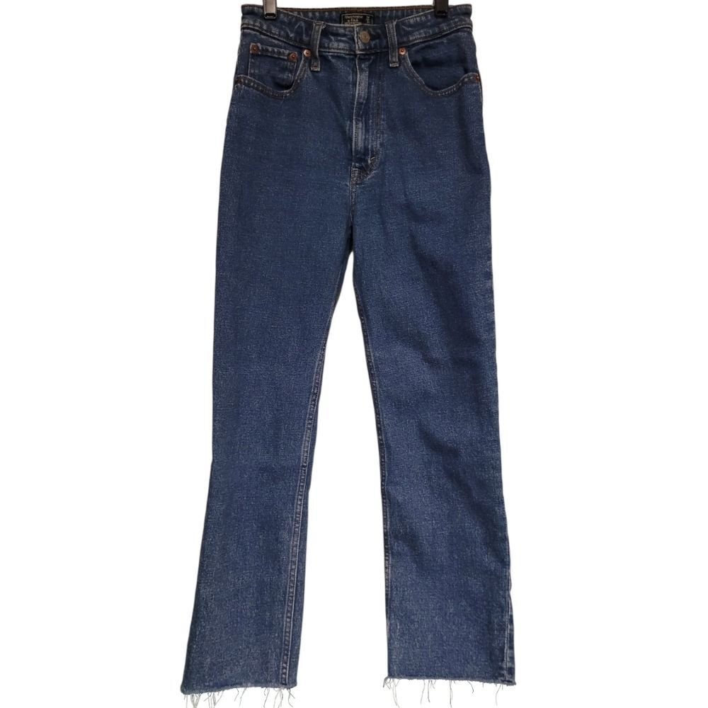 Abercrombie & Fitch Zoe Natural Rise Ankle Straight Jeans Raw Hem Womens 26W 2R